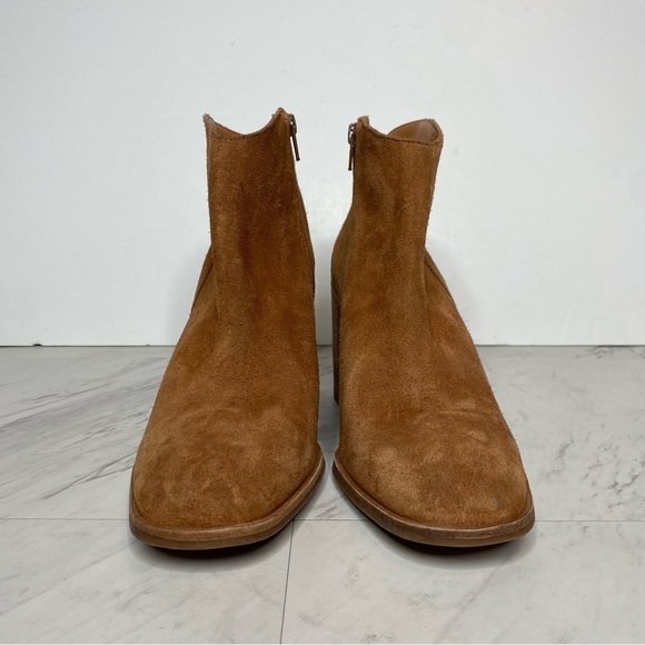 New! Lucky Brand Pinkton Brown Suede Block Heel Bootie 11M - Picture 2 of 16